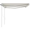 vidaXL Automatic Retractable Awning with Posts 4x3 m Cream