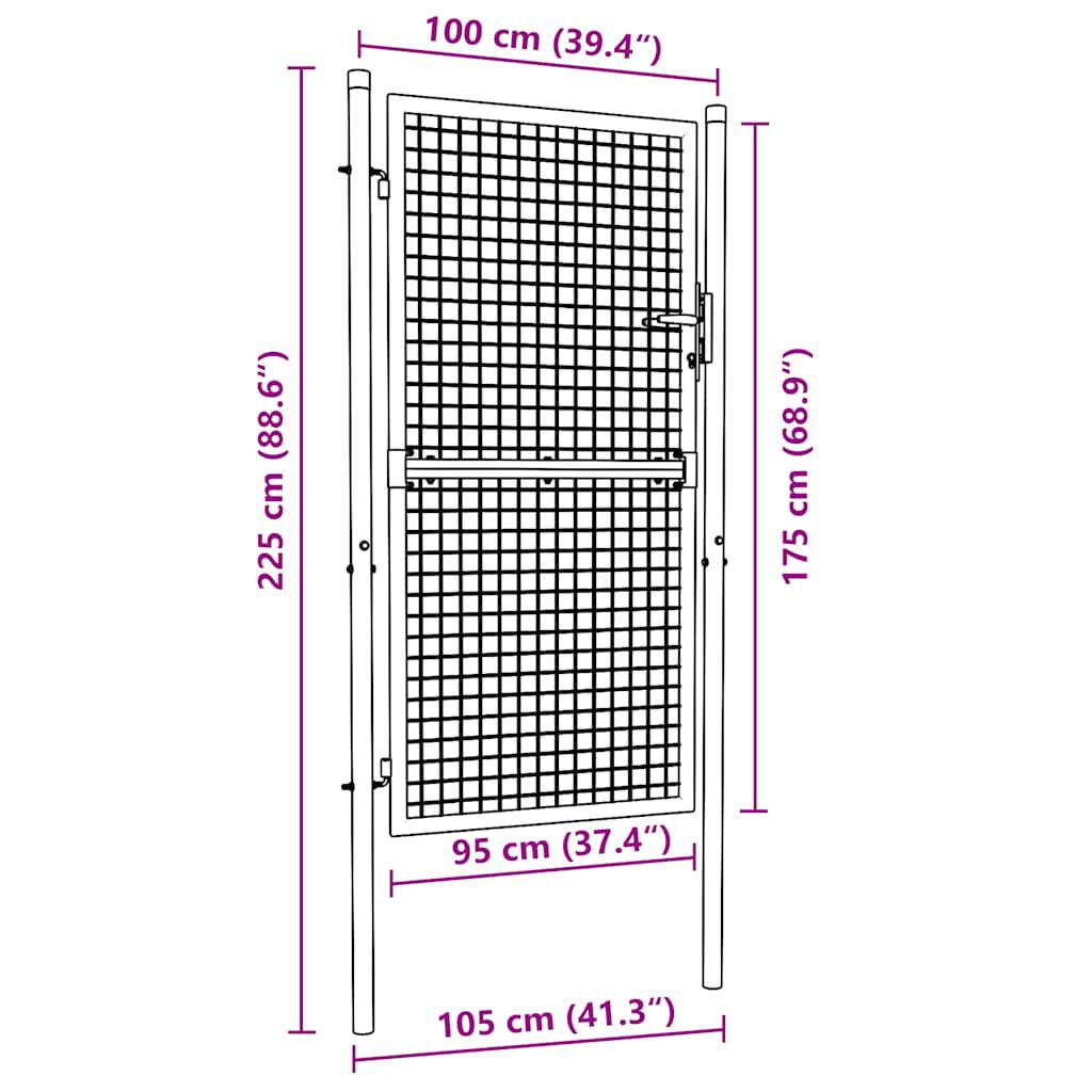 vidaXL Fence Gate Steel 100x175 cm Green