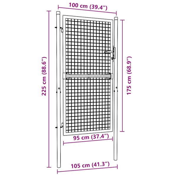 vidaXL Fence Gate Steel 100x175 cm Green