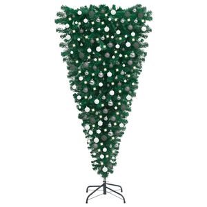 vidaXL Upside-down Artificial Pre-lit Christmas Tree with Ball Set 210 cm