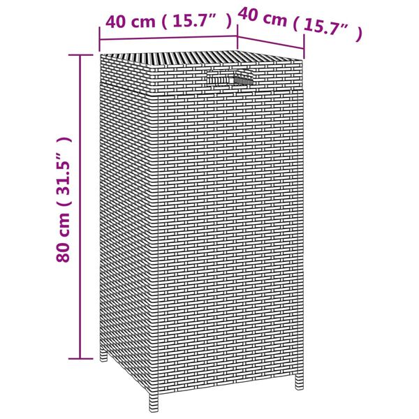 vidaXL Trash Bin Brown 40x40x80 cm Poly Rattan