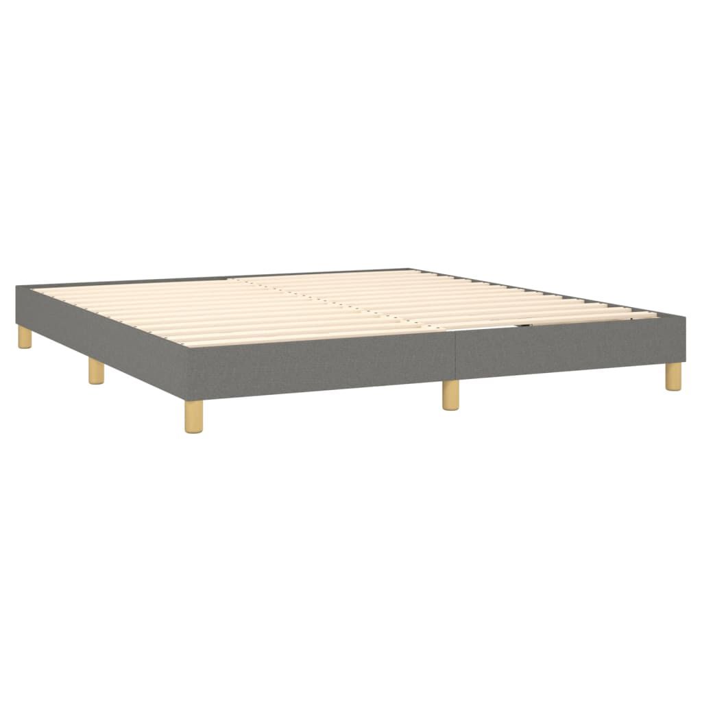 vidaXL Box Spring Bed with Mattress Dark Grey 193x203 cm King Fabric
