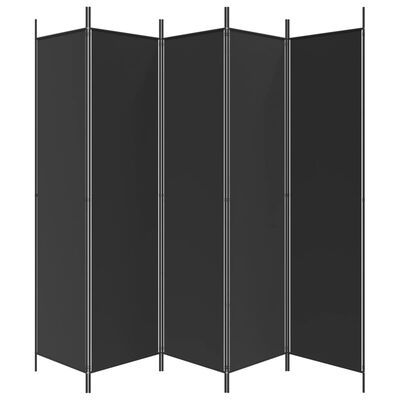 vidaXL 5-Panel Room Divider Black 250x200 cm Fabric