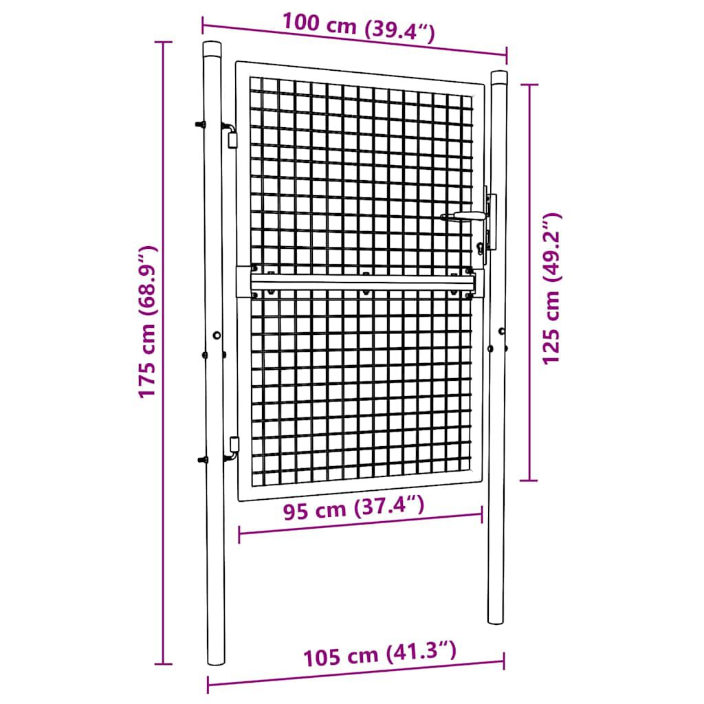 vidaXL Fence Gate Steel 100x125 cm Green