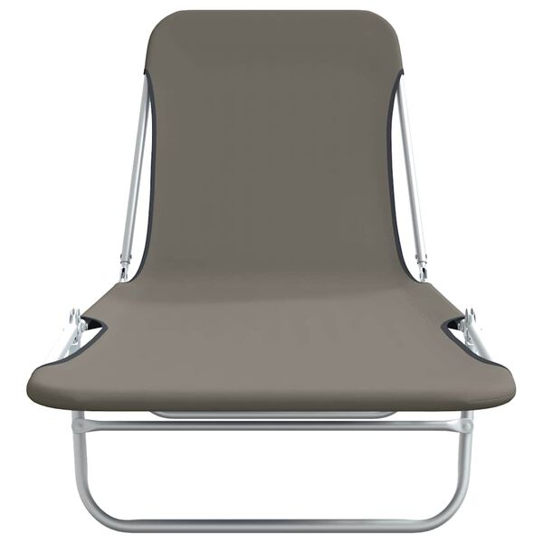 vidaXL Folding Sun Loungers 2 pcs Steel and Fabric Grey