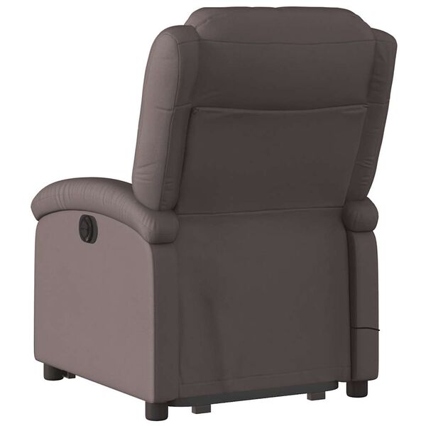 vidaXL Electric Stand up Massage Recliner Chair Dark Brown Real Leather