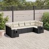 vidaXL 7 Piece Garden Sofa Set with Cushions Black Poly Rattan