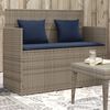 vidaXL Garden Bench with Cushions Grey Poly Rattan