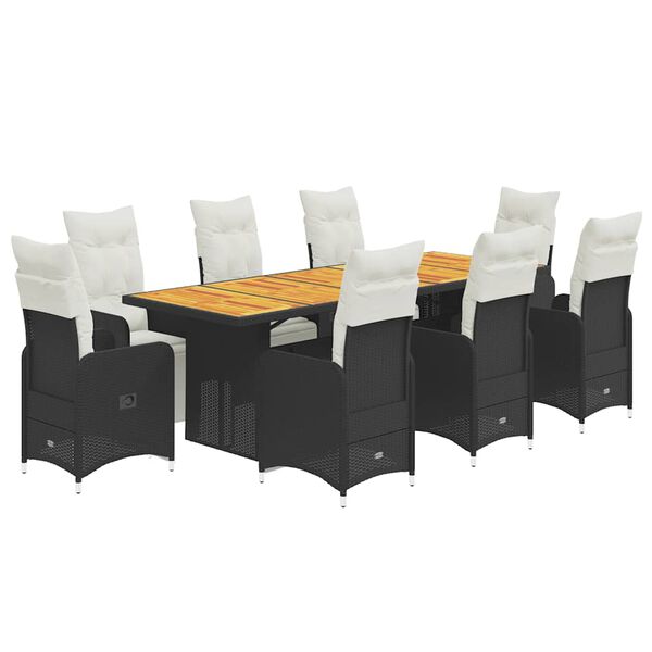vidaXL 11 Piece Garden Bistro Set with Cushions Grey Poly Rattan