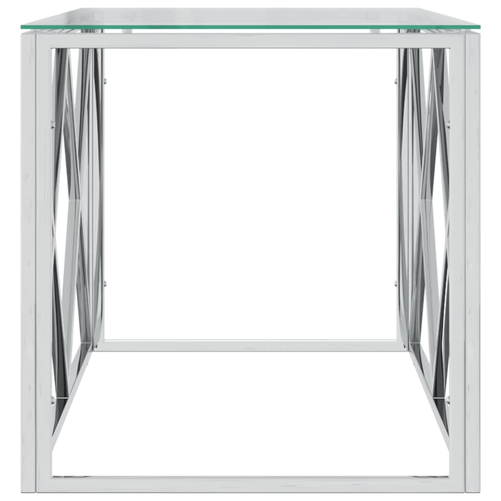 vidaXL Coffee Table 110x45x45 cm Stainless Steel and Glass