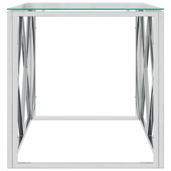 vidaXL Coffee Table 110x45x45 cm Stainless Steel and Glass