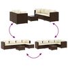 vidaXL 6 Piece Garden Lounge Set with Cushions Brown Poly Rattan