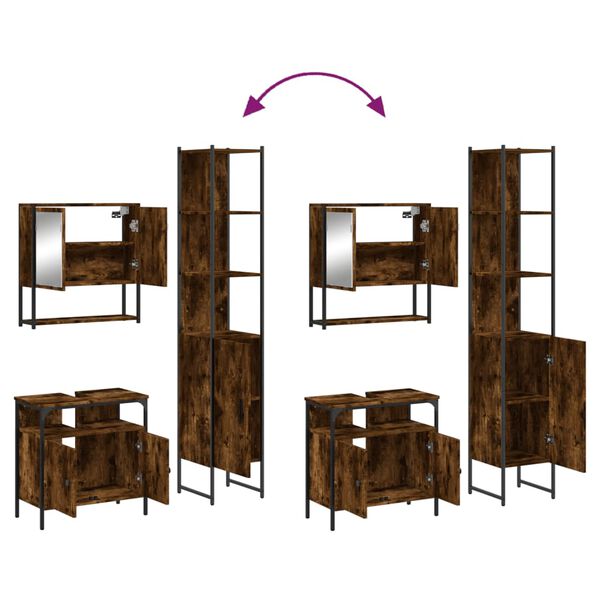 vidaXL 3 Piece Bathroom Furniture Set Smoked Oak Engineered Wood