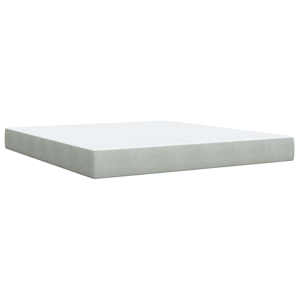 vidaXL Box Spring Bed with Mattress Light Grey King Velvet
