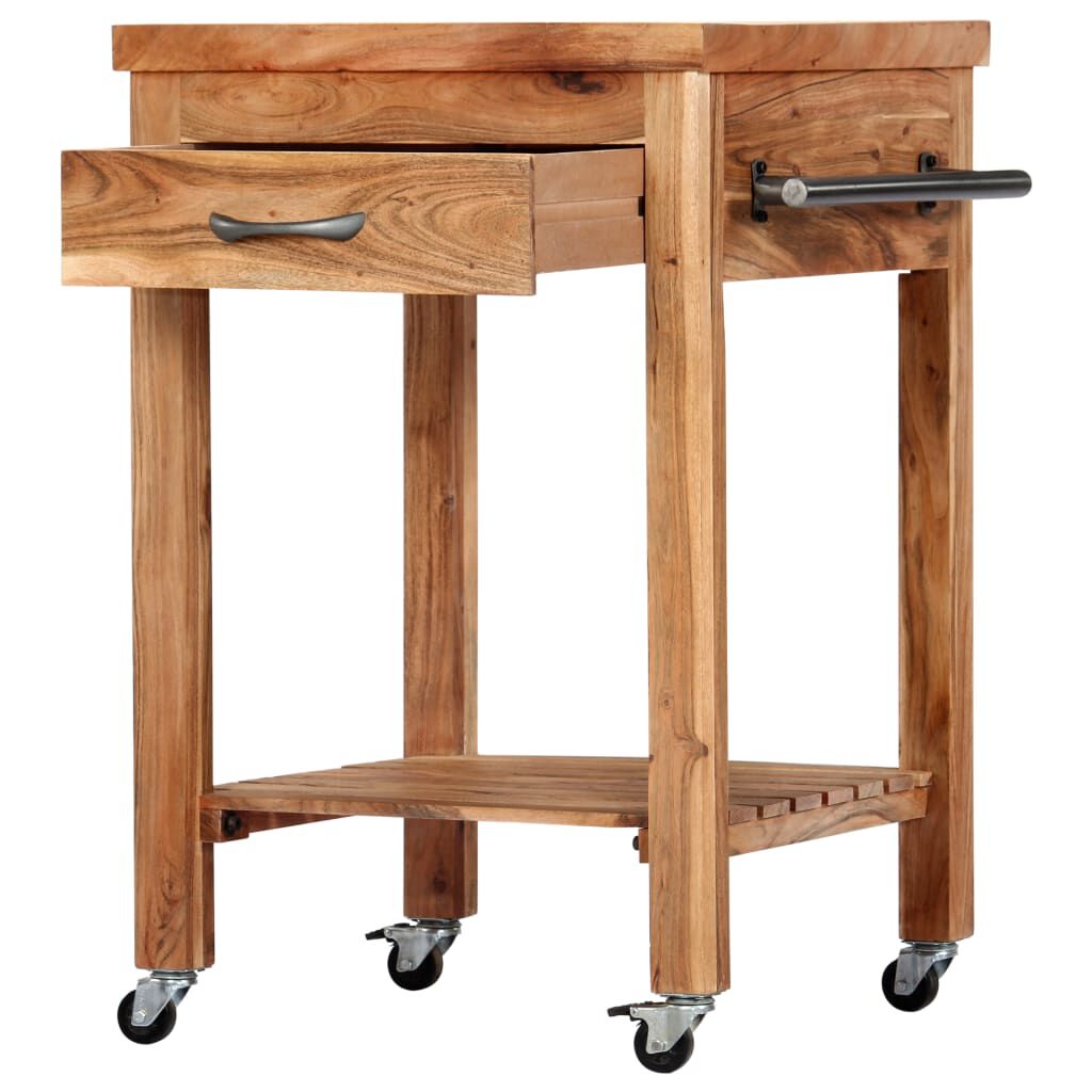 vidaXL Kitchen Trolley 58x58x89 cm Solid Acacia Wood