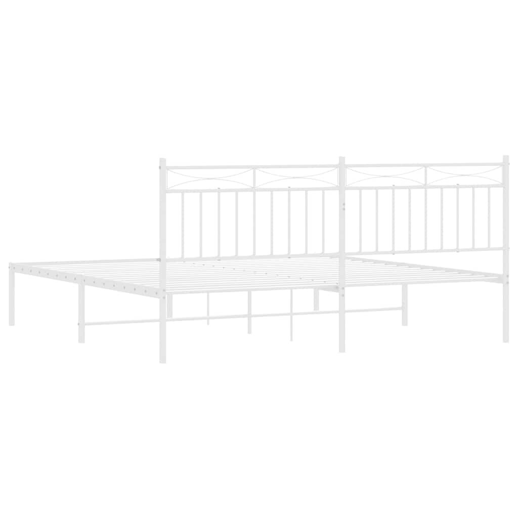vidaXL Metal Bed Frame without Mattress with Headboard White 183x213cm