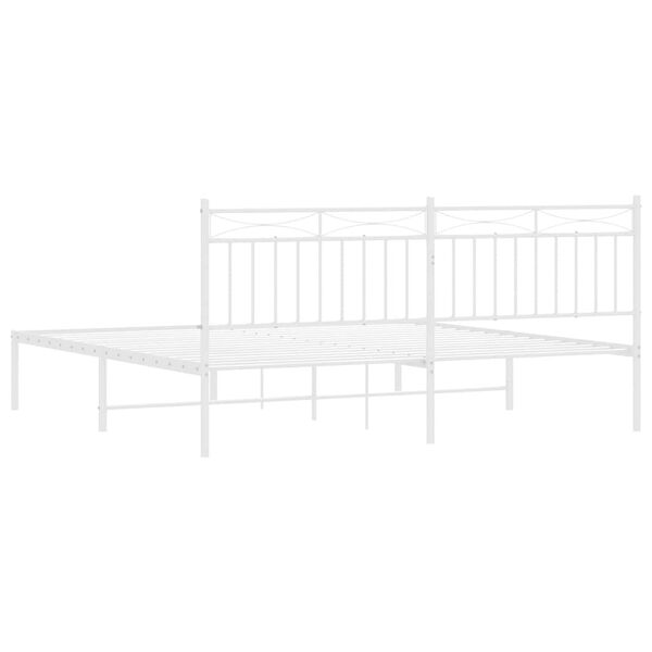 vidaXL Metal Bed Frame without Mattress with Headboard White 183x213cm