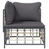 vidaXL Garden Corner Sofa with Dark Grey Cushions Poly Rattan