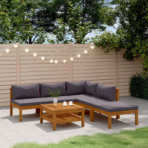 vidaXL 6 Piece Garden Lounge Set with Cushion Solid Acacia Wood