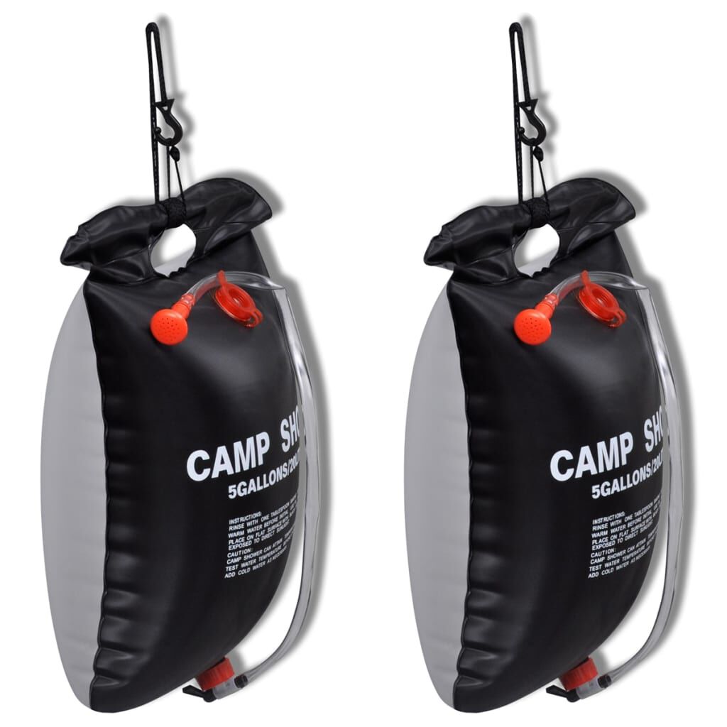 Camp Shower Solar Shower Outdoor Bath 20 L 2 pcs