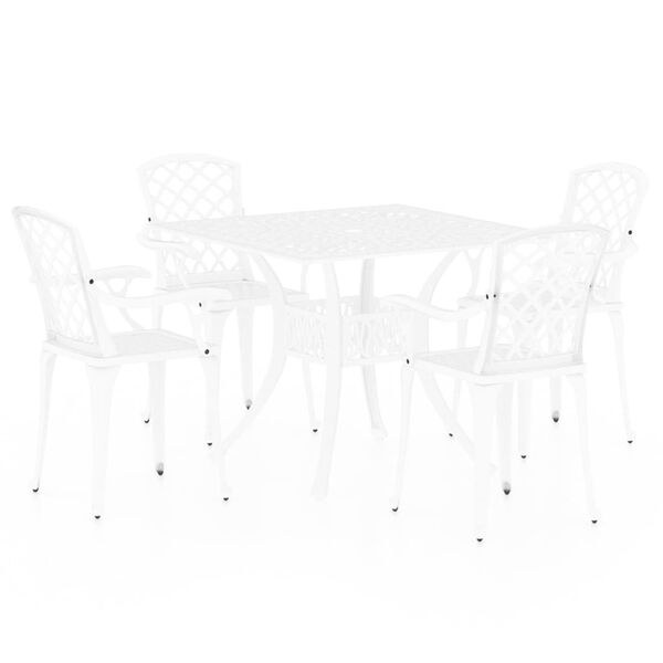 vidaXL 5 Piece Bistro Set Cast Aluminium White