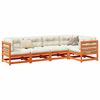vidaXL 5 Piece Garden Sofa Set with Cushions Wax Brown Solid Wood Pine