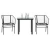 vidaXL 3 Piece Garden Dining Set Black Poly Rattan Glass