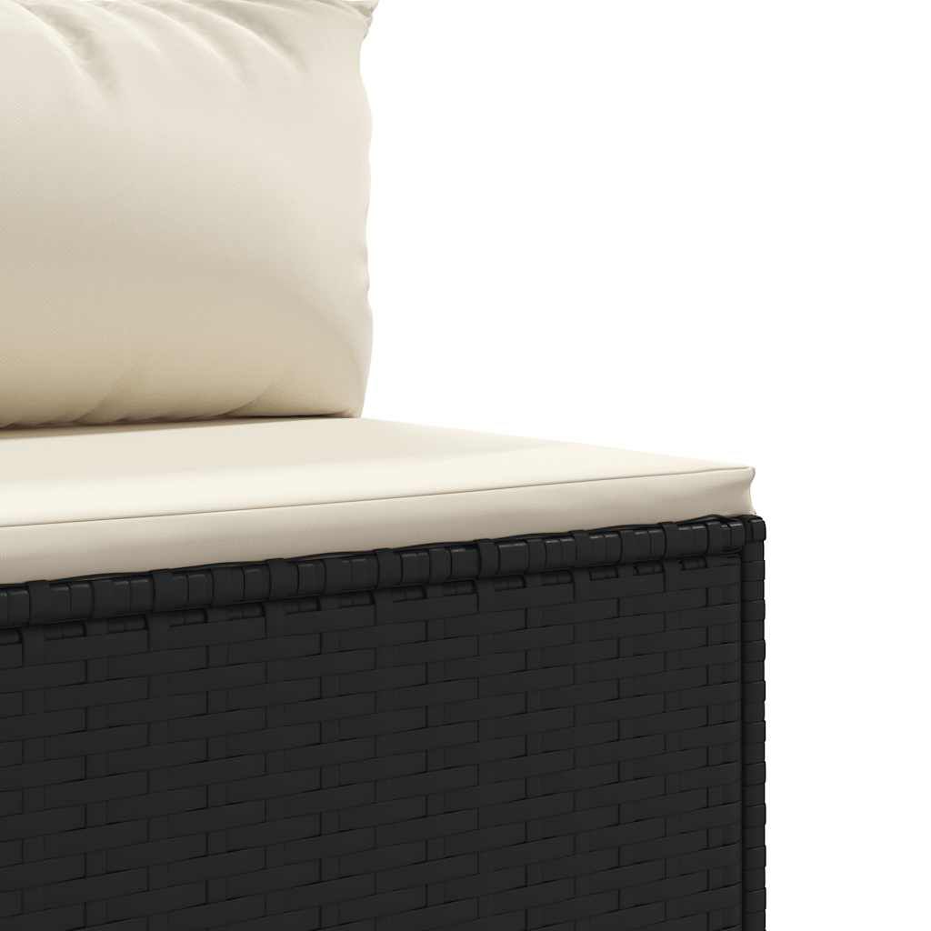 vidaXL 6 Piece Garden Lounge Set with Cushions Black Poly Rattan