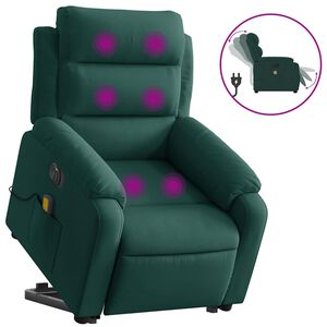 vidaXL Electric Stand up Massage Recliner Chair Dark Green Velvet
