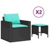 vidaXL 4 Piece Garden Sofa Set with Cushions Black Poly Rattan