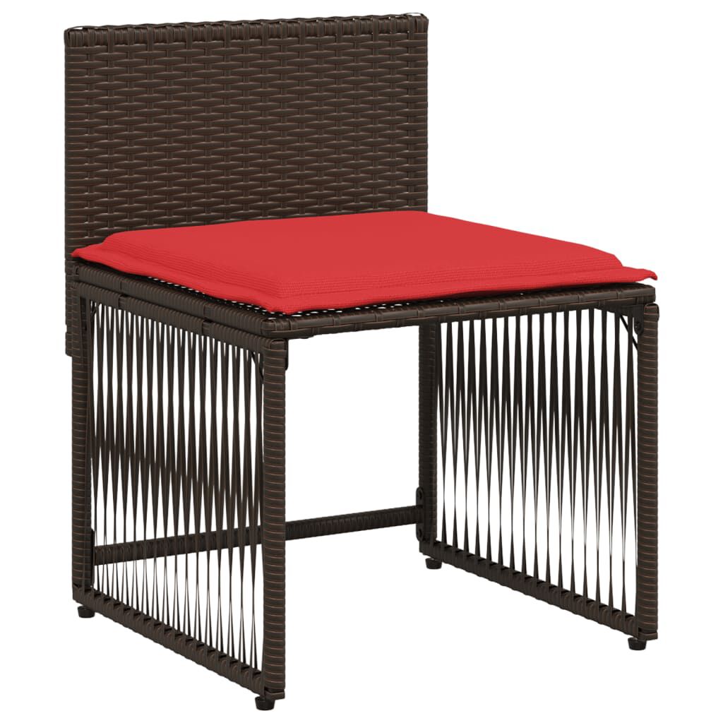 vidaXL 7 Piece Garden Dining Set with Cushions Brown Poly Rattan