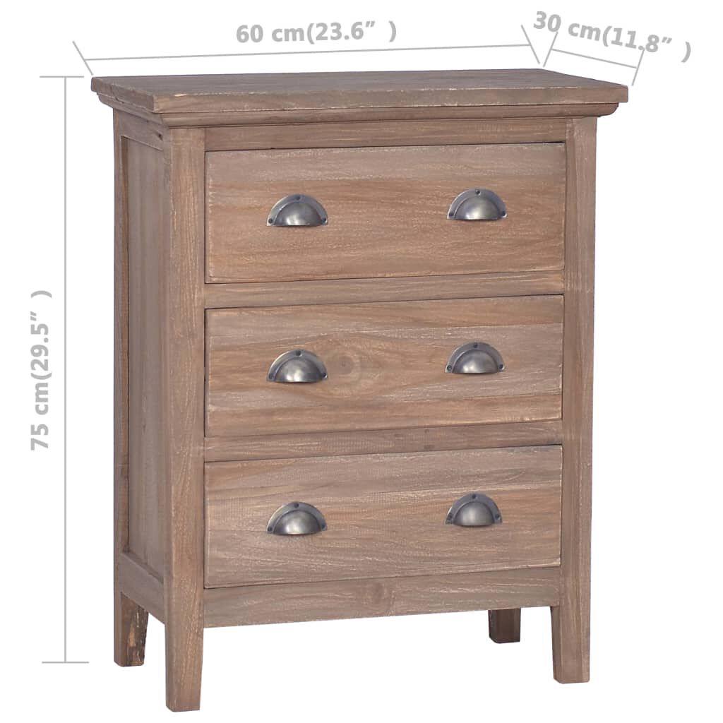 vidaXL Sideboard with 3 Drawers 60x30x75 cm Solid Teak Wood