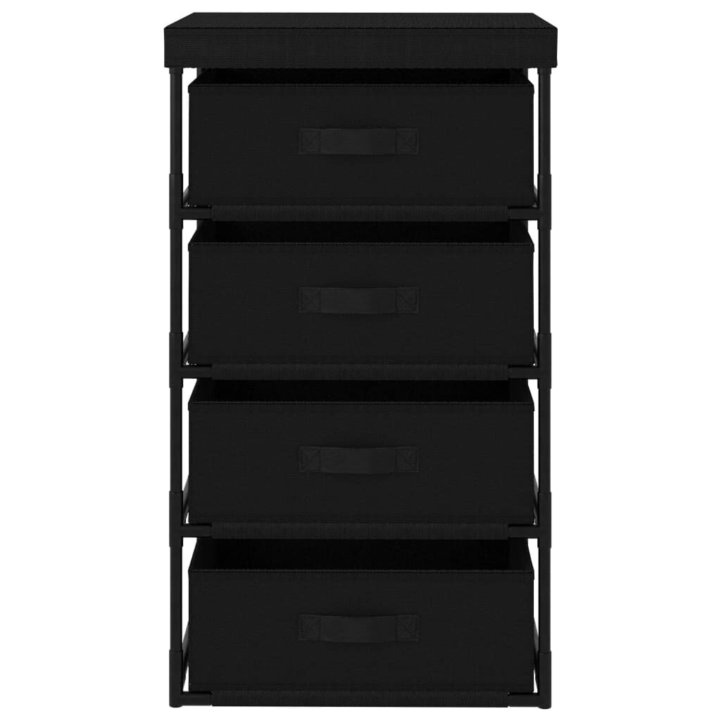 vidaXL Storage Rack with 4 Fabric Baskets Steel Black