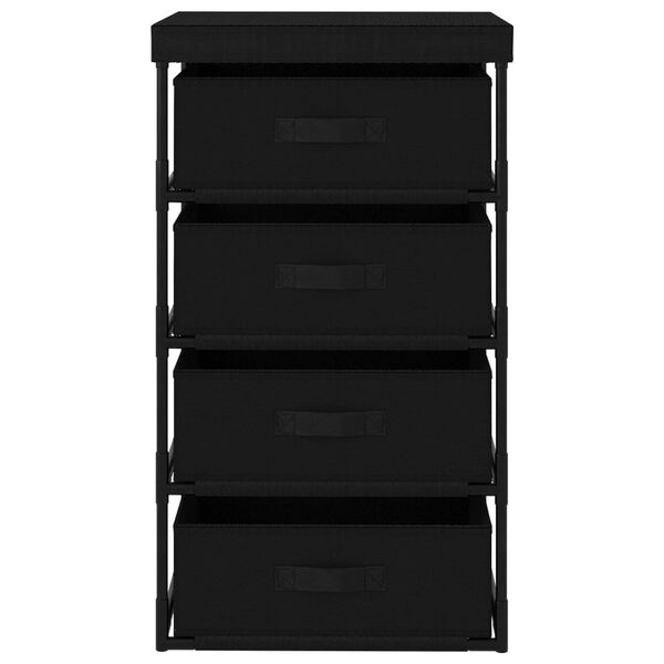 vidaXL Storage Rack with 4 Fabric Baskets Steel Black