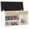 vidaXL Shoe Bench with Cushion White and Sonoma Oak 80x30x47 cm Engineered Wood