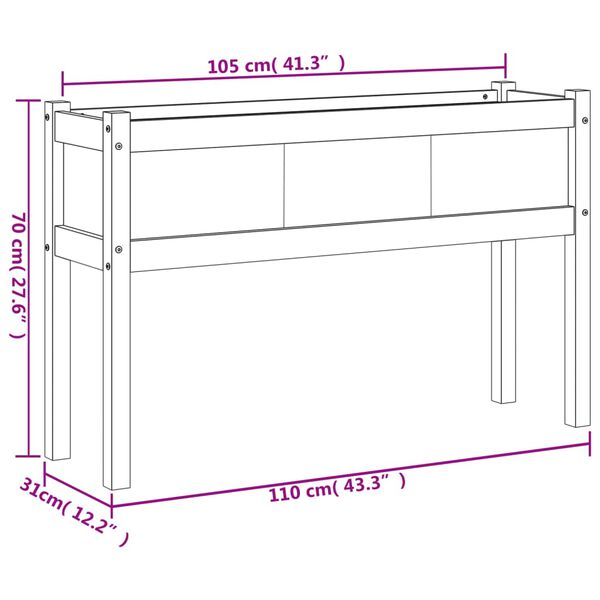 vidaXL Garden Planter with Legs 110x31x70 cm Impregnated Wood Pine