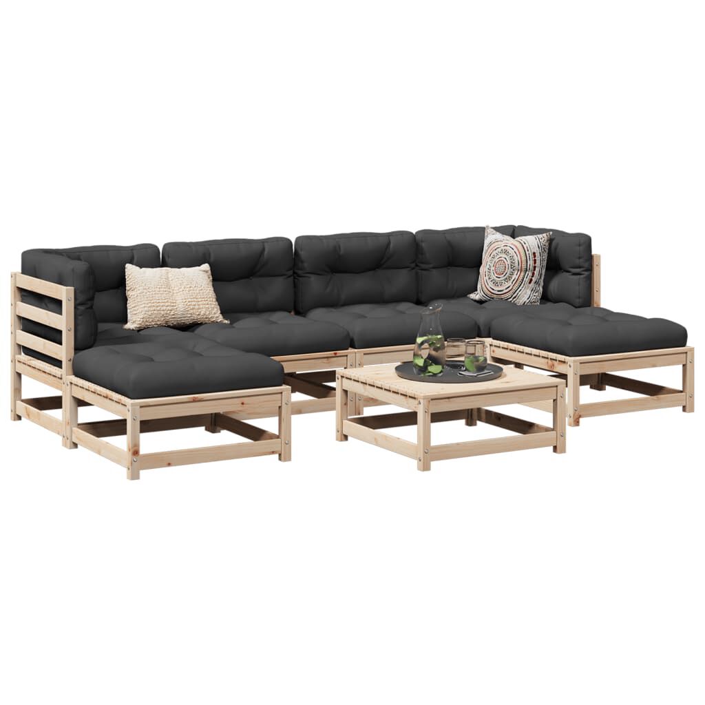 vidaXL 7 Piece Garden Sofa Set with Cushions Solid Wood Pine