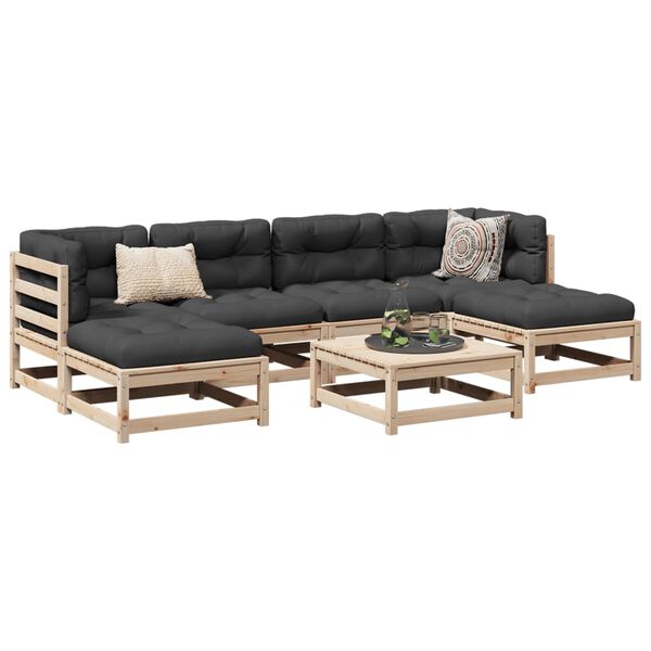 vidaXL 7 Piece Garden Sofa Set with Cushions Solid Wood Pine