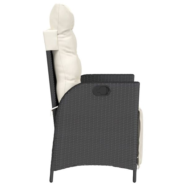 vidaXL Reclining Garden Chair with Footrest Black Poly Rattan
