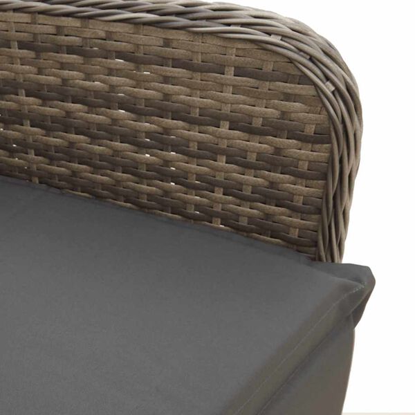 vidaXL 7 Piece Garden Bistro Set with Cushions Grey Poly Rattan