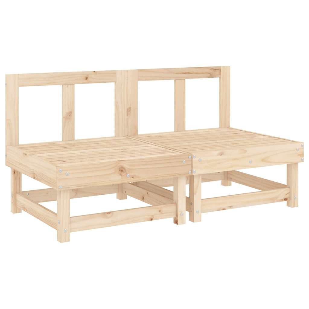vidaXL Middle Sofas with Cushions 2 pcs Solid Wood Pine