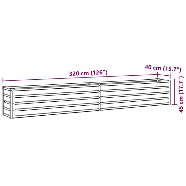 vidaXL Garden Raised Bed Galvanised Steel 320x40x45 cm Anthracite