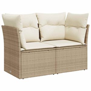 vidaXL Garden Sofa with Cushions 2-Seater Beige Poly Rattan