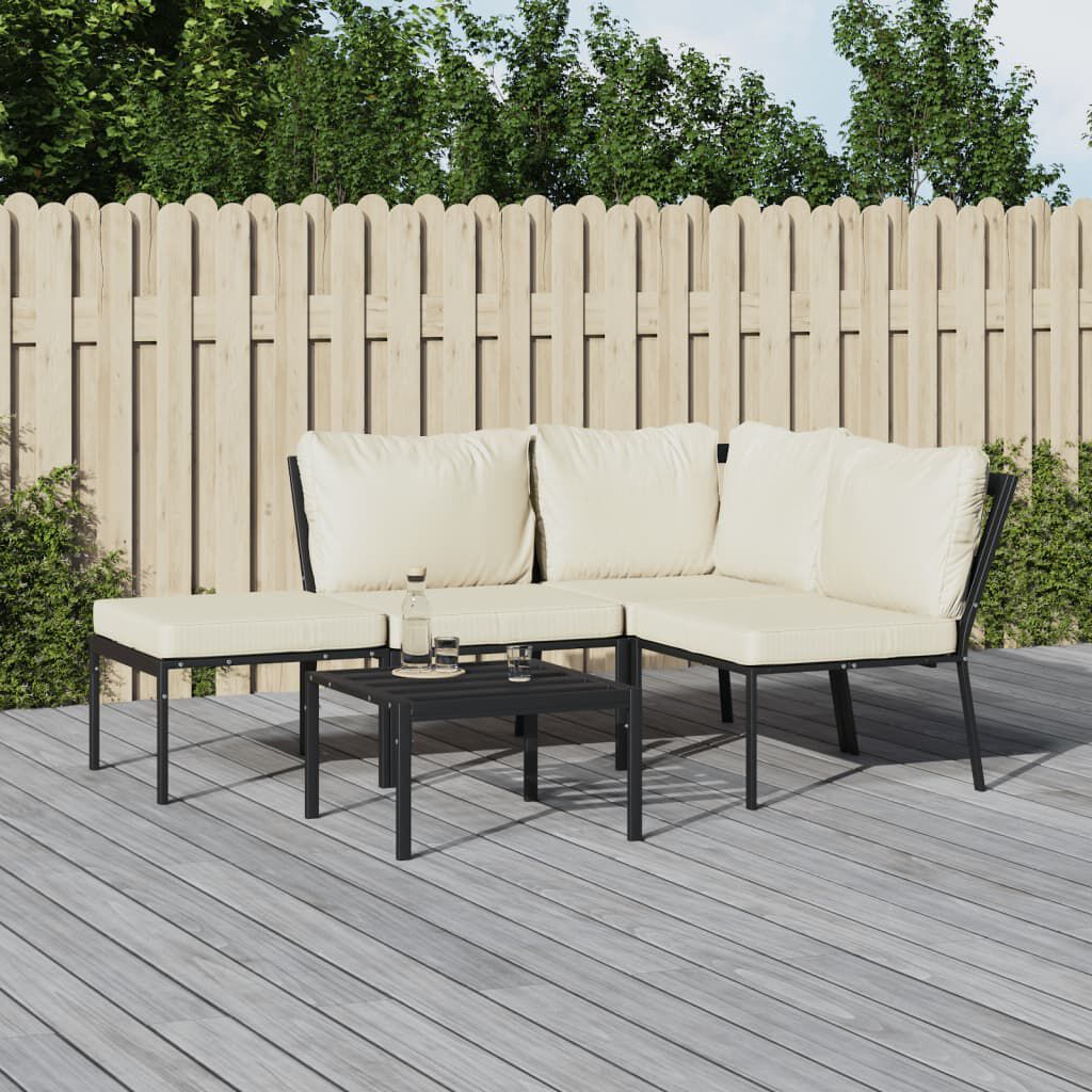 vidaXL 5 Piece Garden Lounge Set with Sand Cushions Steel