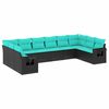 vidaXL 10 Piece Garden Sofa Set with Cushions Black Poly Rattan
