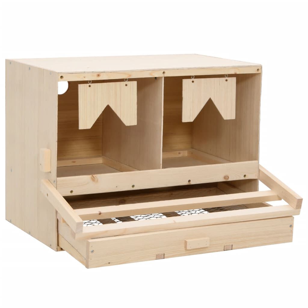 vidaXL Chicken Laying Nest 2 Compartments 63x40x45 cm Solid Pine Wood
