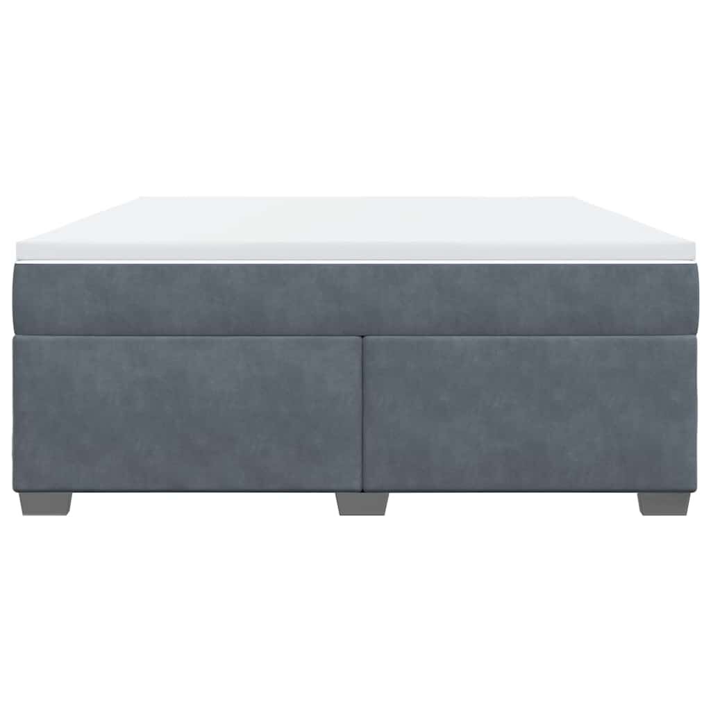 vidaXL Box Spring Bed with Mattress Dark Grey California King Velvet
