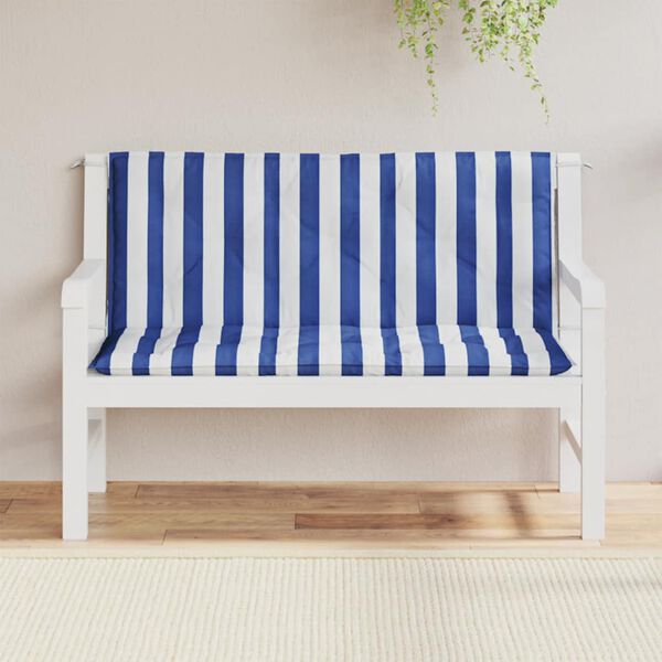 vidaXL Garden Bench Cushions 2pcs Blue&White Stripe 120x50x7cm Fabric