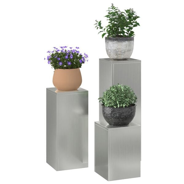 vidaXL Plant Stands 3 pcs Silver 24 x 24 x 75 cm Galvanised steel