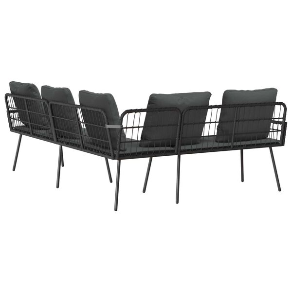 vidaXL L-Shaped Sofa Black 231x173x78 cm Poly Rattan
